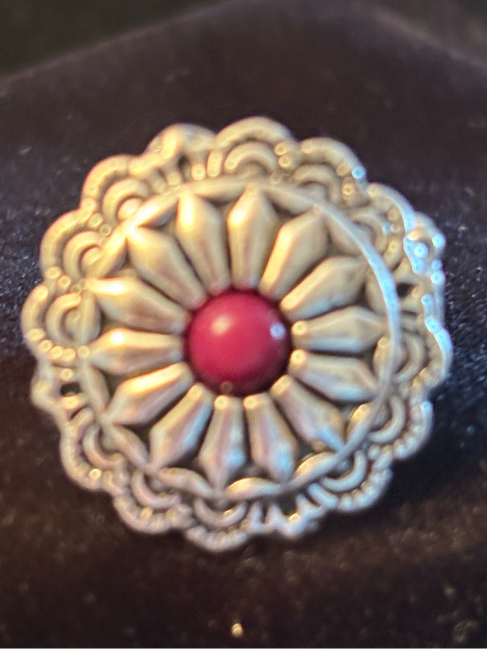 Silver-Tone Floral Ring with Lavender Center
